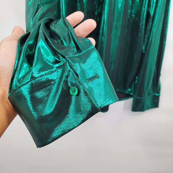 Anthropologie The Gillian Liquid Shine Button Down Shirt Women Size XL NWT - Picture 5 of 16